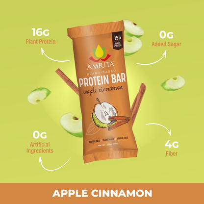  Apple Cinnamon High Protein Bars - 16g plant protein, 0g added sugar, 0g artificial ingredients, 4g fiber