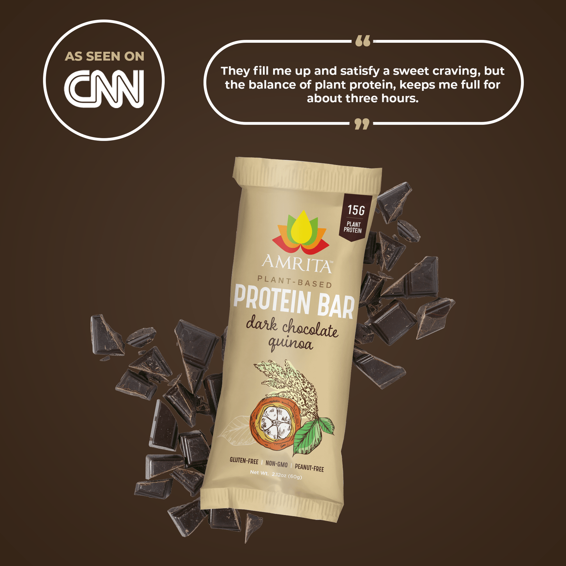 Dark Chocolate Quinoa High Protein Bars Customer Review - They fill me up and satisfy a sweet craving, but the balance of plant protein keeps me full for about three hours