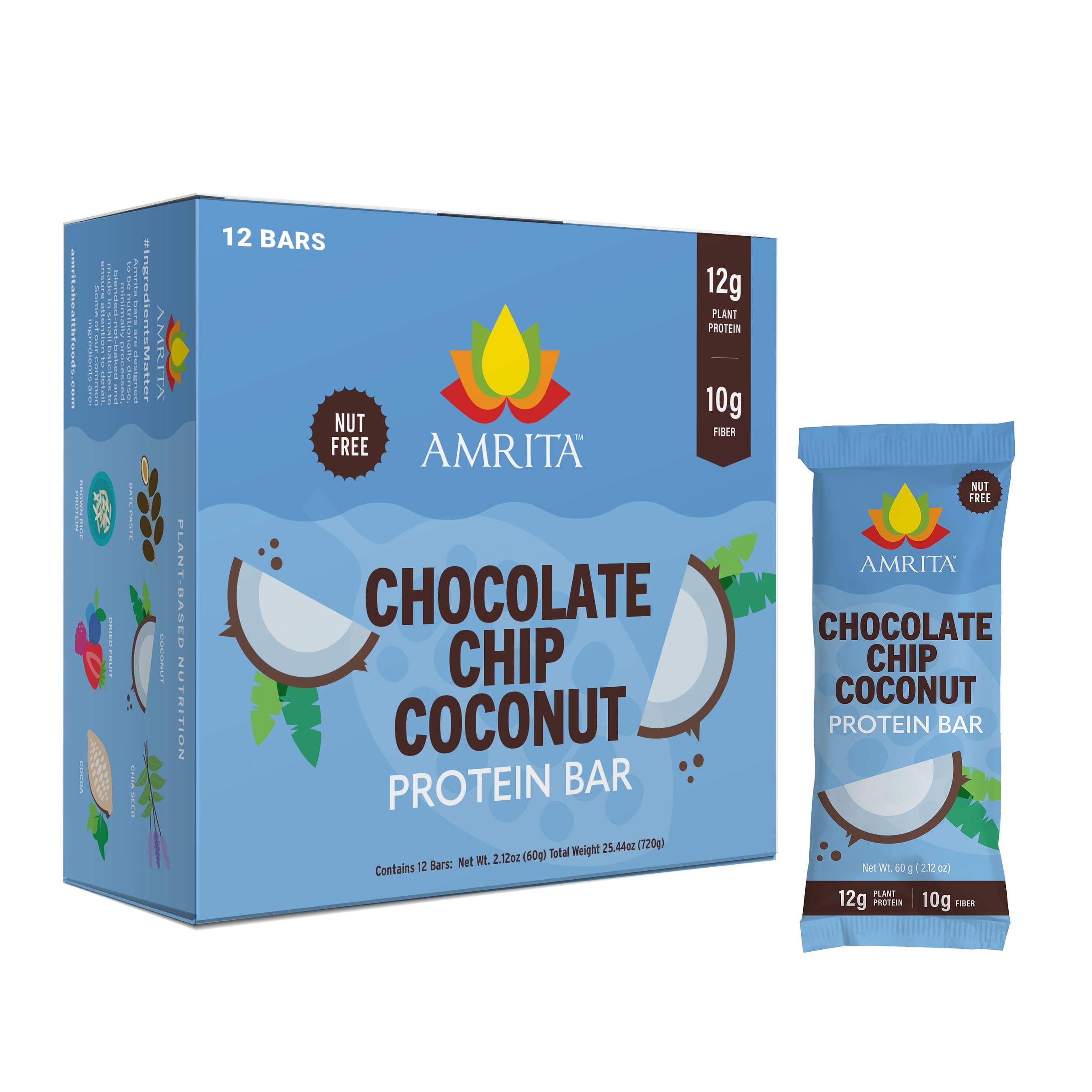 Amrita Bar,choc Chip Ccnut 2.12 Oz Case Of 12