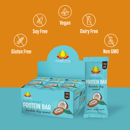 Chocolate Chip Coconut Protein Bars - Gluten free, Soy Free, Peanut Free, Vegan, Dairy Free, Non GMO