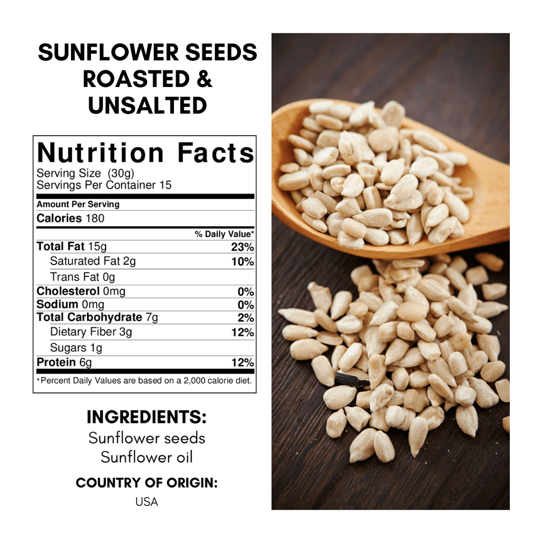 Amrita Health Foods 1 Lb. Sunflower Seeds - Roasted & Unsalted