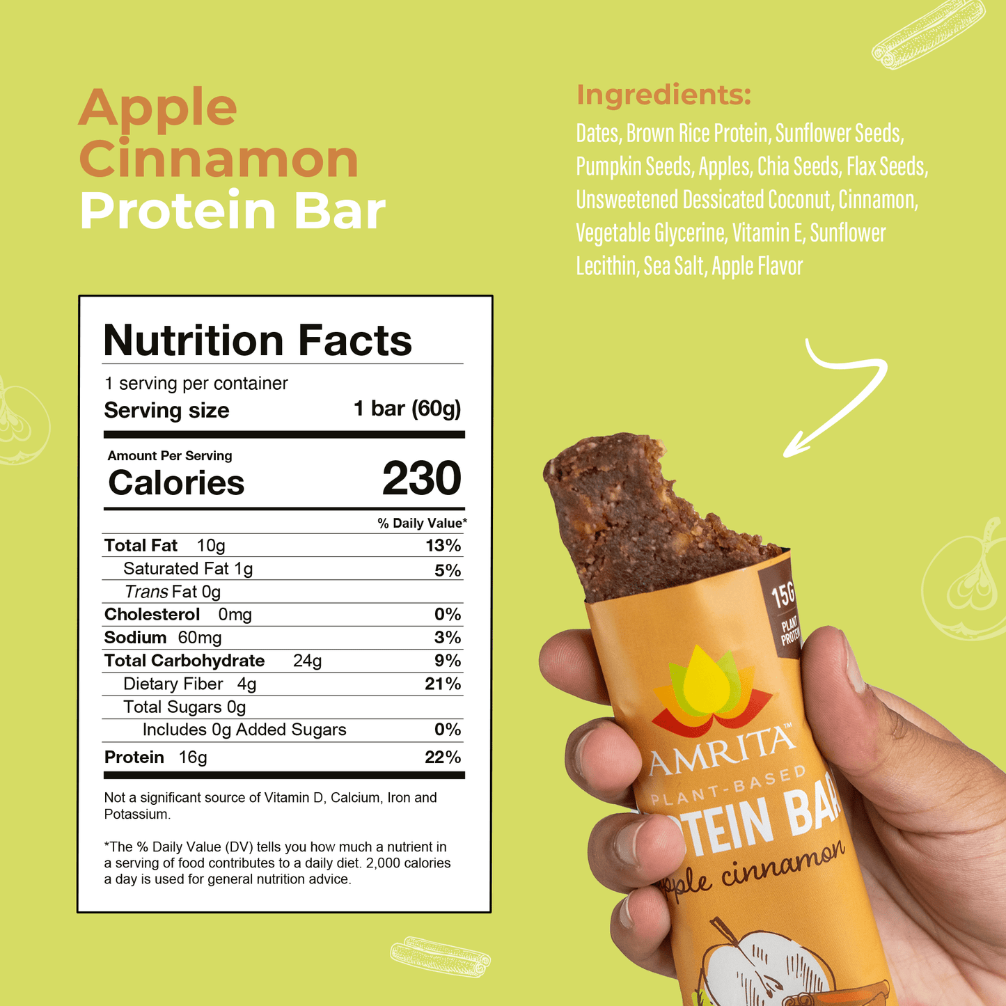 amrita-health-foods Apple Cinnamon High Protein Bars