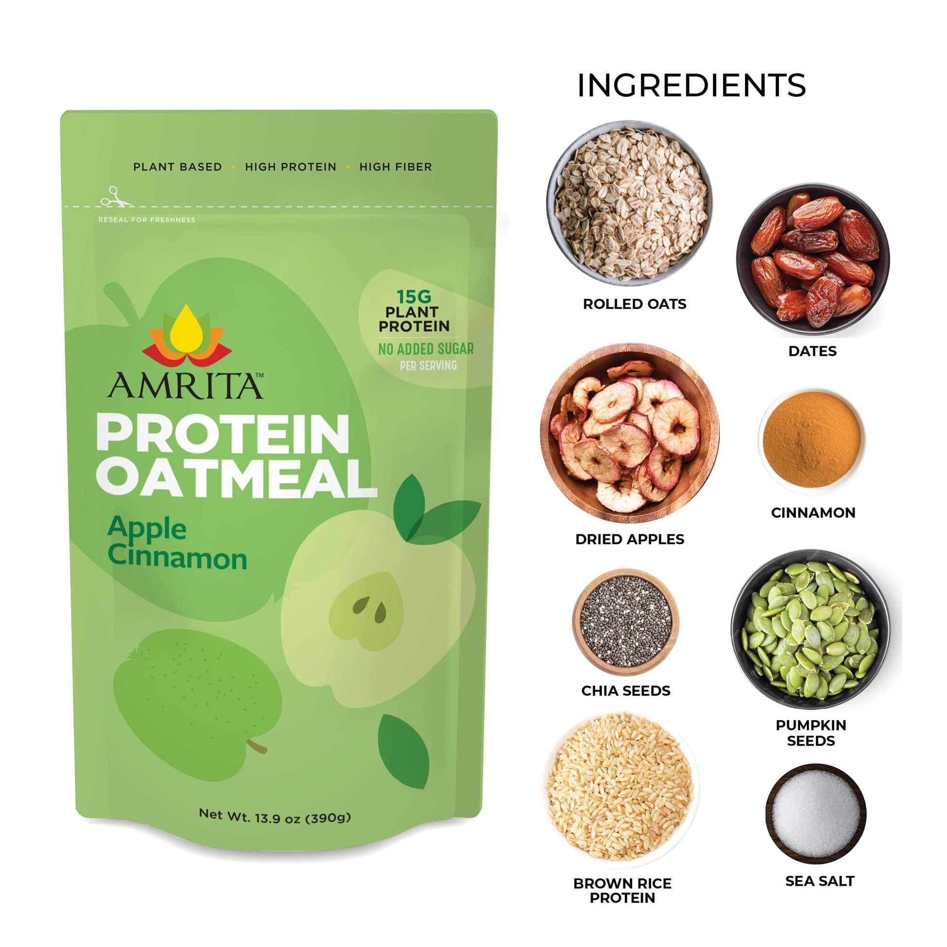 Amrita Health Foods Apple Cinnamon Oats (1 bag) Apple Cinnamon Protein Oats
