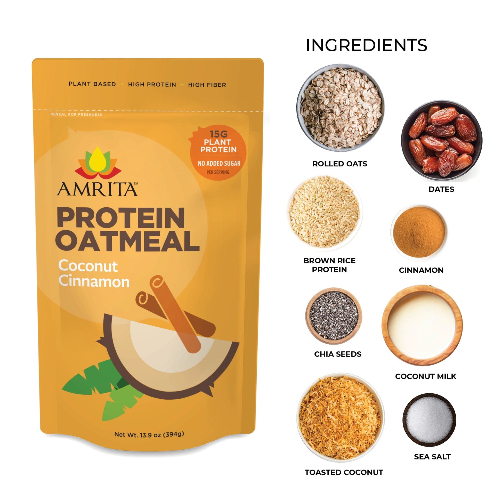 Amrita Health Foods Coconut Cinnamon Protein Oats