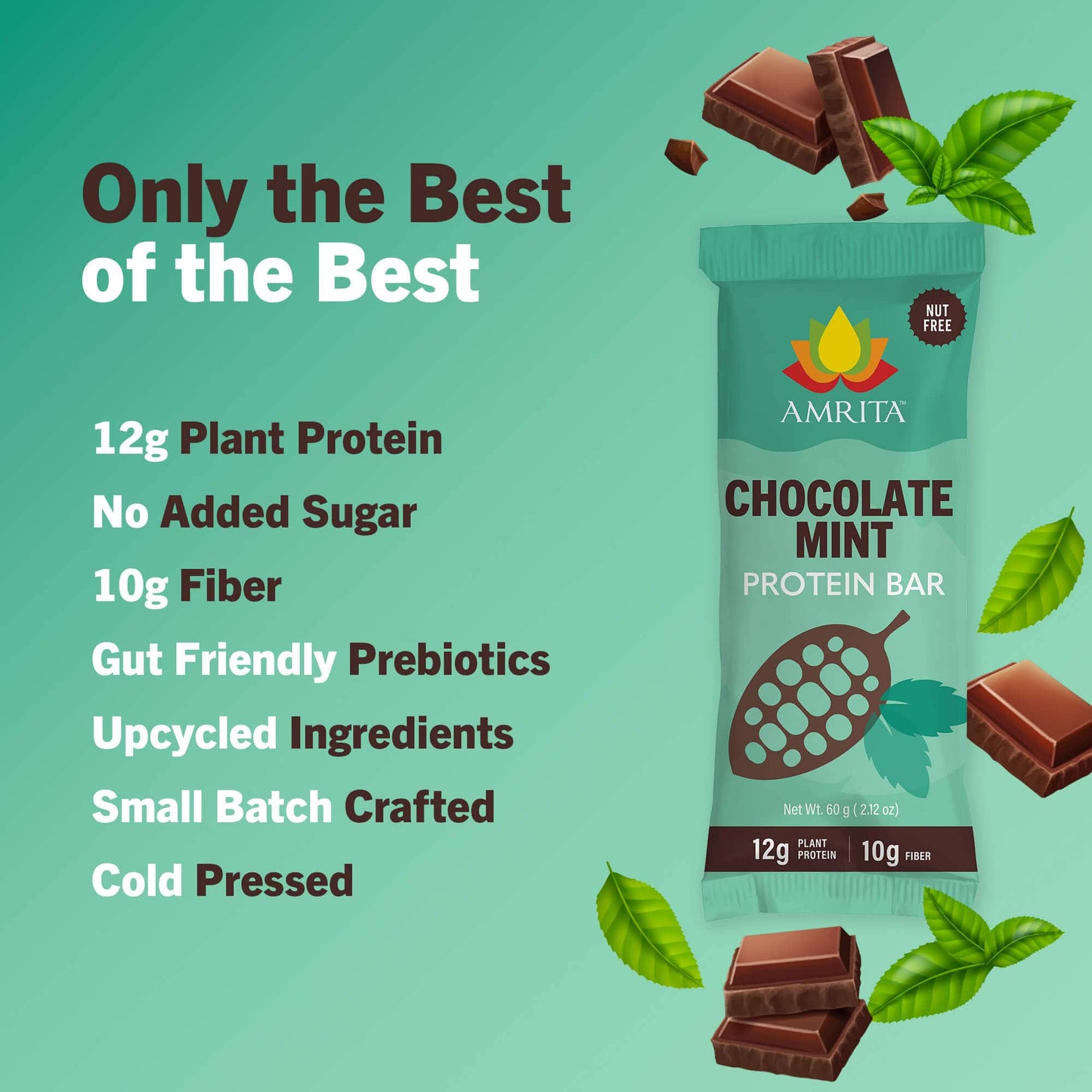 amrita-health-foods protein bars 12 Bars Chocolate Mint