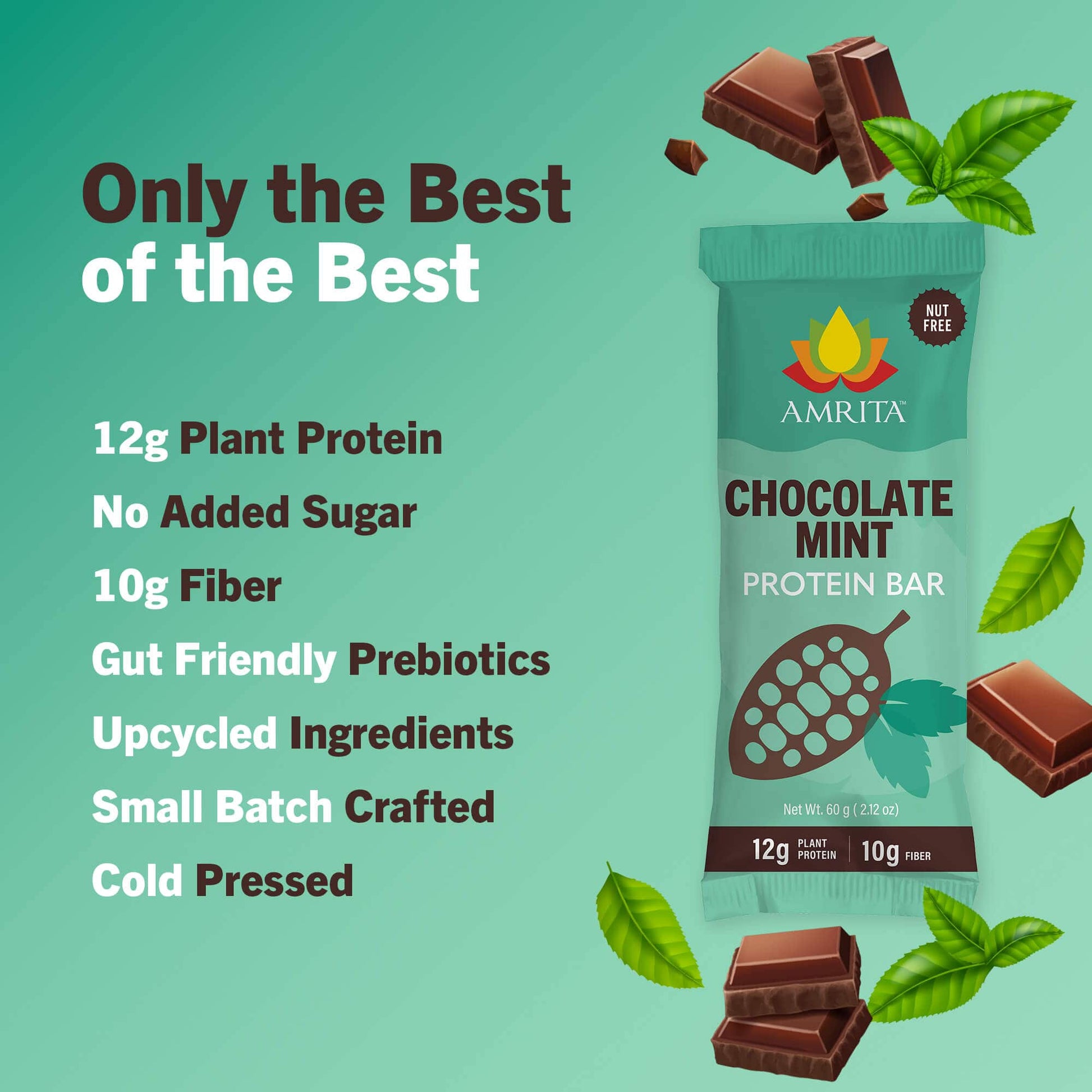 amrita-health-foods protein bars 12 Bars Chocolate Mint