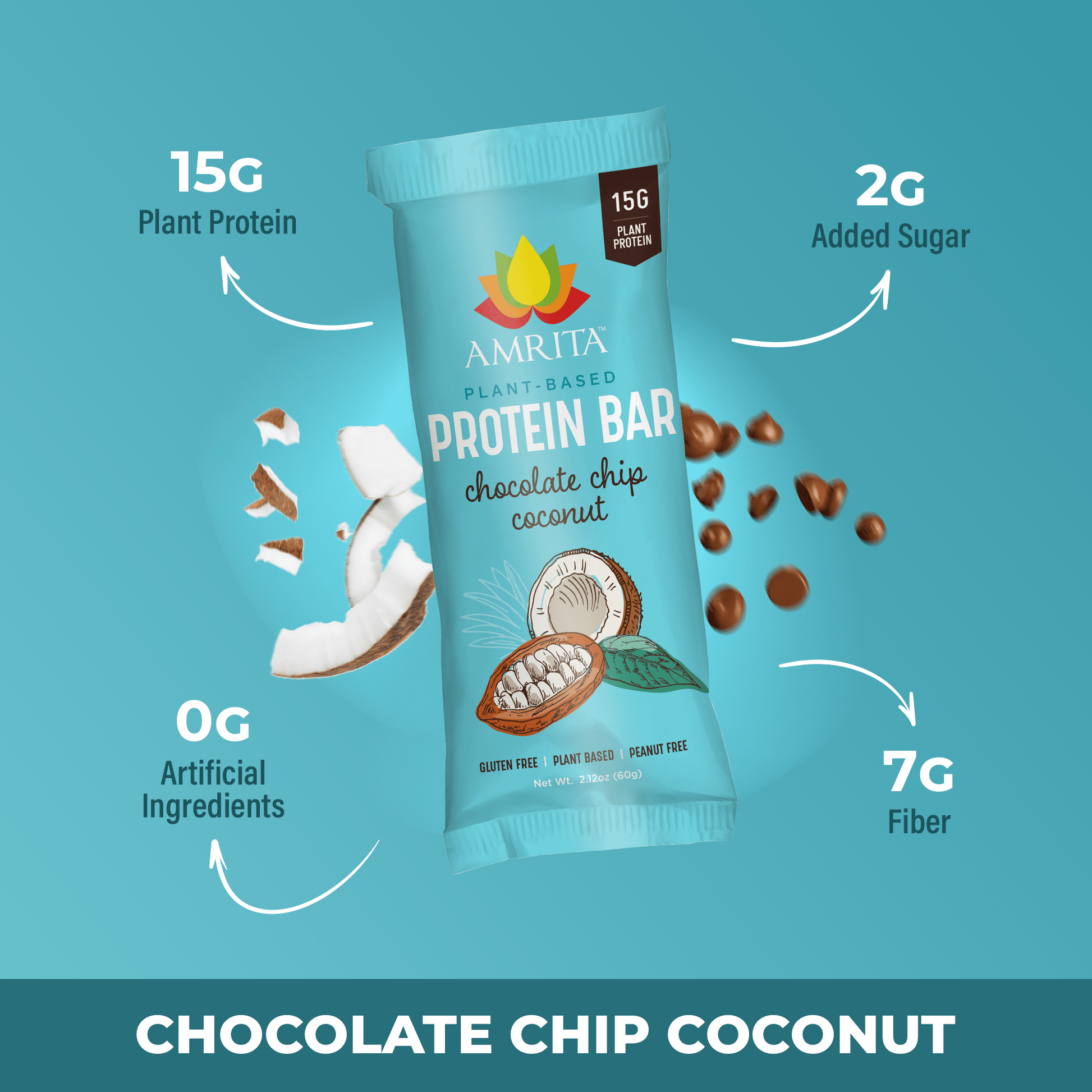 amrita-health-foods protein bars Chocolate Chip Coconut High Protein Bars