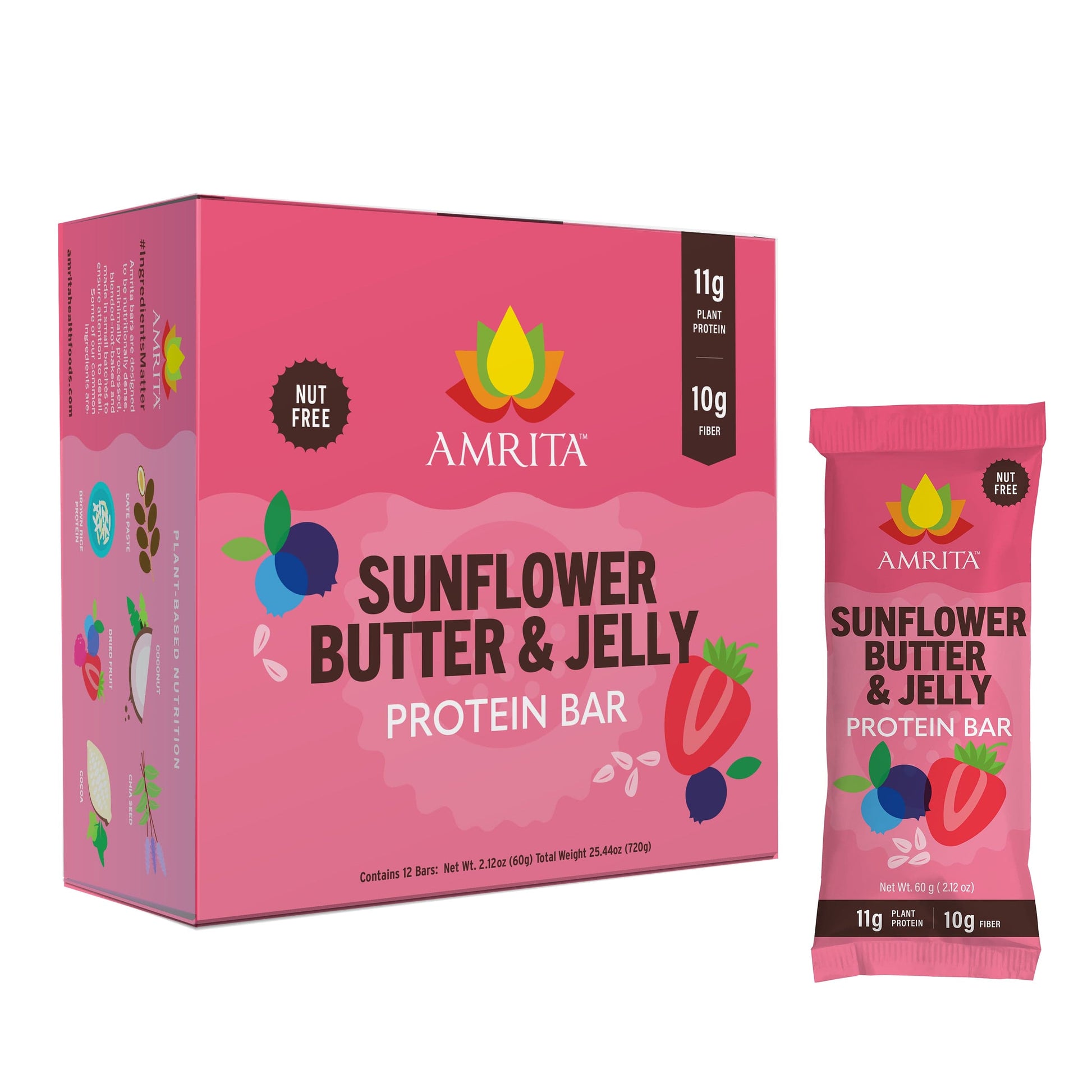 strawberry sunflower seed kind bar Amrita High Protein Sunflower Butter And Jelly Bars