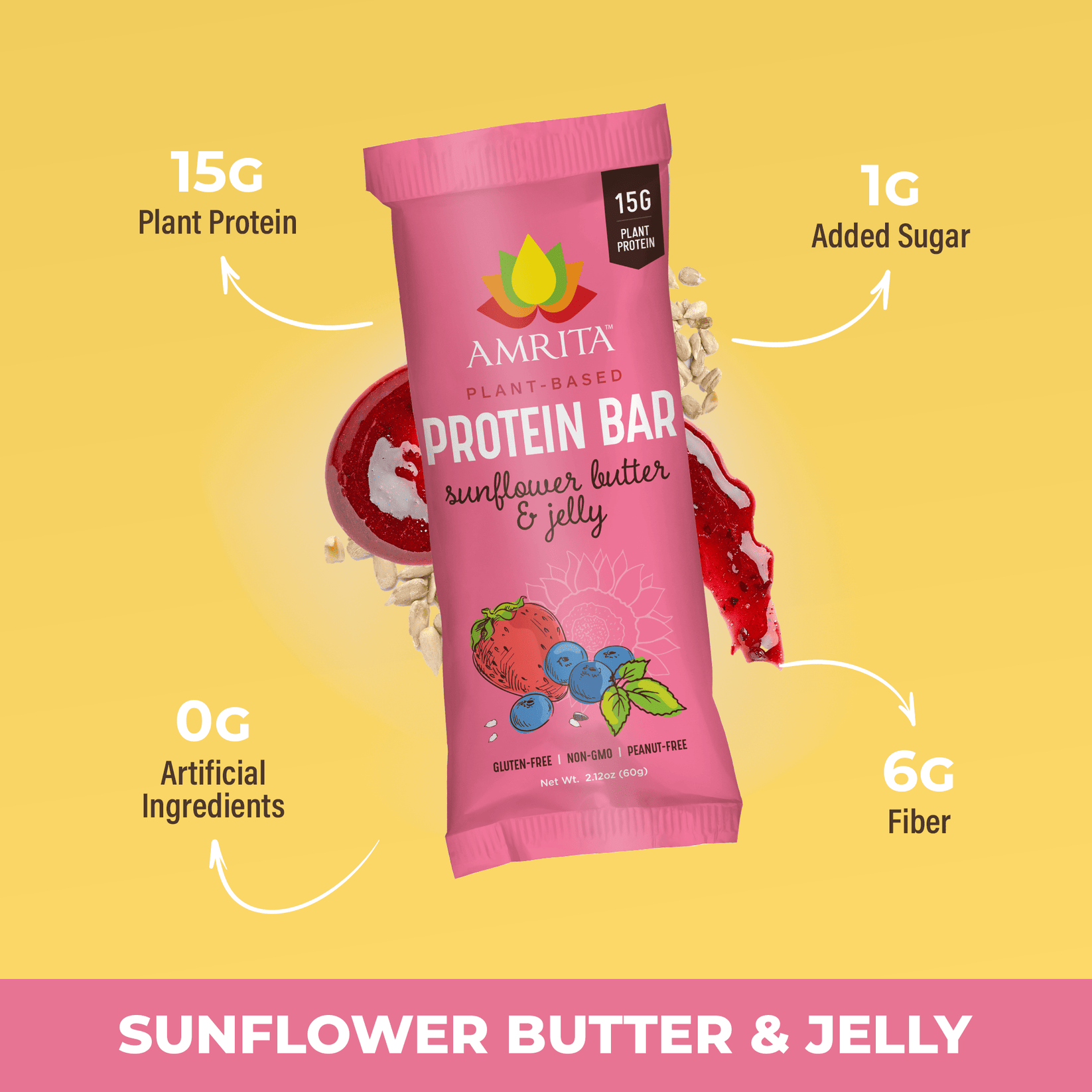 Amrita High Protein Snacks Sunflower Butter And Jelly Bars Amrita Health Foods