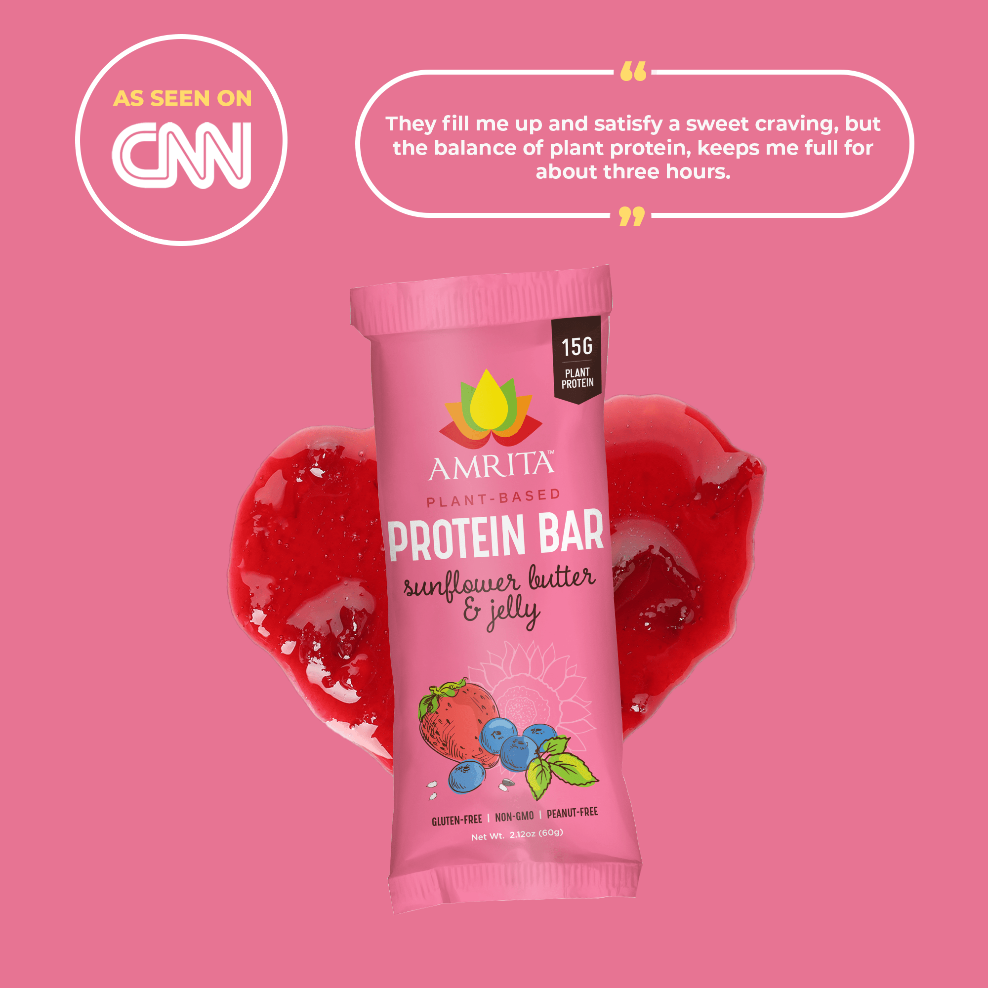 Amrita High Protein Snacks Sunflower Butter And Jelly Bars Amrita Health Foods